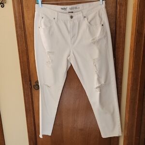 Mossimo Supply Co White Ankle Cropped Jeans Distressed